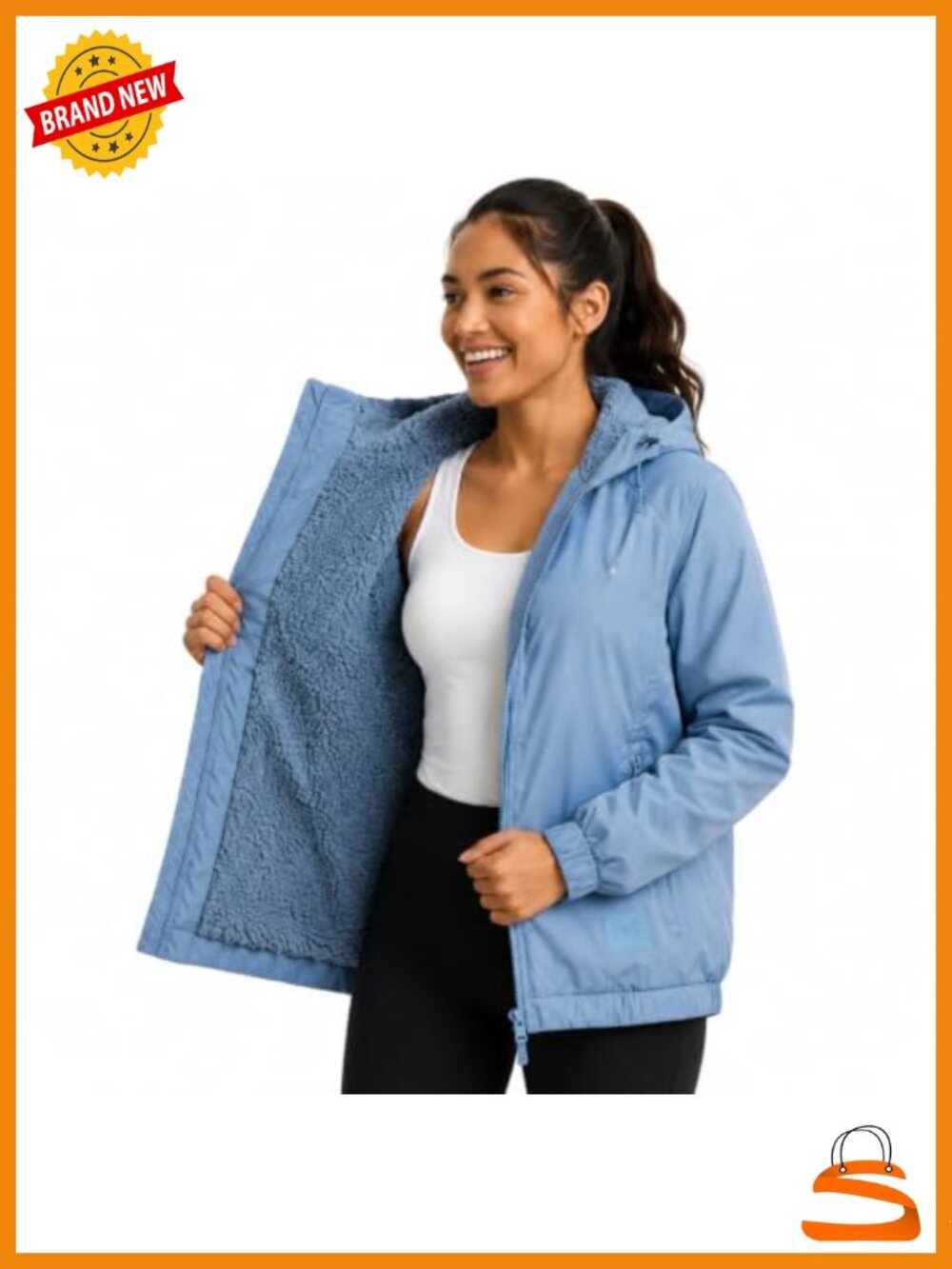 Womens Midweight Sherpa Fleece Lined Softshell Windbreaker Jacket